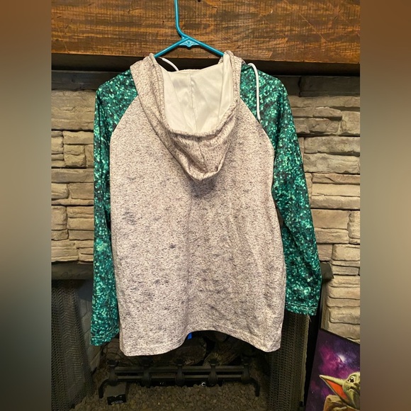Shamrock - sequin print -‎ hooded top - Picture 2 of 2